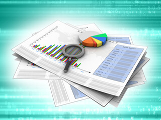 3d rendering Stock market online business concept. business Graph search