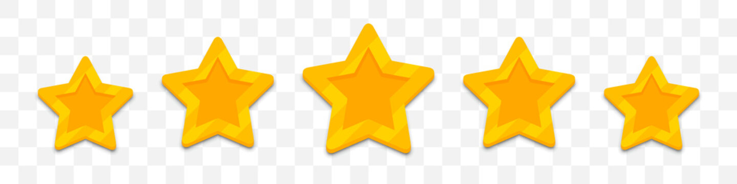 Five stars customer rating review in a flat design