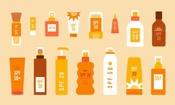 Sunscreen. Different sun protection cosmetics