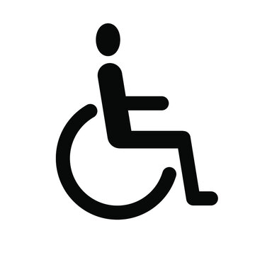 Wheelchair or handicapped person icon. Flat vector symbol isolated on white background, EPS 8.