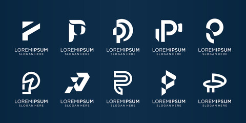 Set of collection monogram letter P logo. Premium Vector