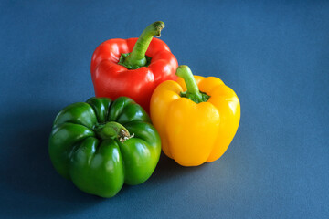 weet pepper, red, green, yellow paprika, isolated on black