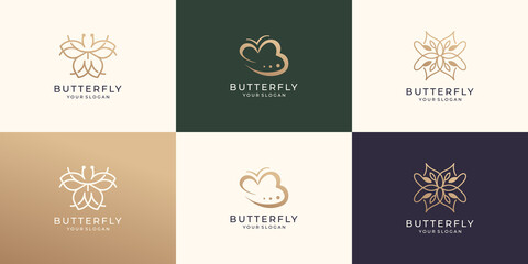set of abstract butterfly logo template. Premium vector