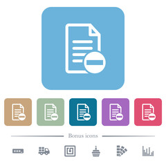 Remove document flat icons on color rounded square backgrounds