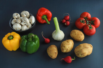 Composition with assorted raw fresh mix vegetables.