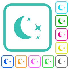 Moonlit night vivid colored flat icons