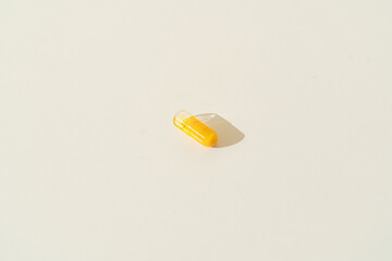 yellow  pill  with Fish Oil, medicine capsule, health, treatment