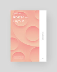 Abstract Placard, Poster, Flyer, Banner Design. Colorful illustration on vertical A4 format. 3d geometric shapes. Decorative neumorphism circles backdrop.