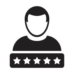 Social credit icon 5 star rating vector male user person profile avatar symbol for in a glyph pictogram illustration