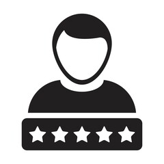Social credit icon 5 star rating vector male user person profile avatar symbol for in a glyph pictogram illustration