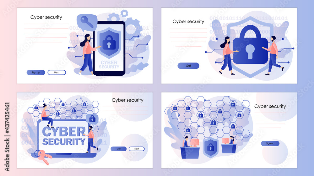 Poster cyber security. global network security. data protection. computer services and electronic informati