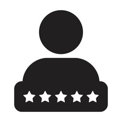 Social score icon 5 star rating vector male user person profile avatar symbol for in a glyph pictogram illustration