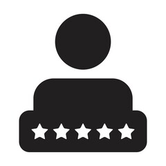 5 Star rating icon for social credit system vector male user person profile avatar symbol for in a glyph pictogram illustration