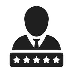 Social credit icon 5 star rating vector male user person profile avatar symbol for in a glyph pictogram illustration