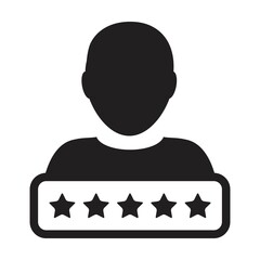Star rating icon for social credit score system vector male user person profile avatar symbol for in a glyph pictogram illustration