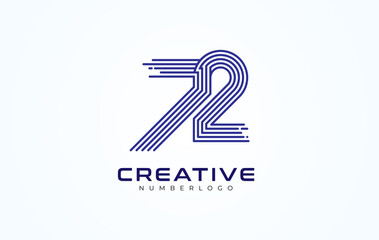 Abstract 72 Number Logo. number 72 monogram line style, usable for anniversary, business and logos, flat design logo template, vector illustration