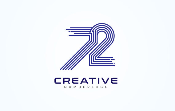 Abstract 72 Number Logo. number 72 monogram line style, usable for anniversary, business and logos, flat design logo template, vector illustration
