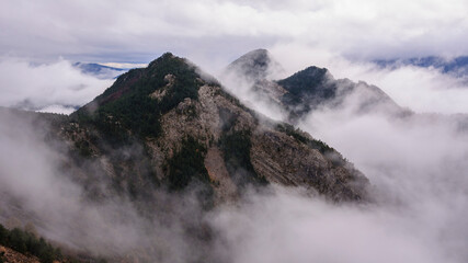 Autumn in the Alt Berguedà region, seen from the Devesa viewpoint in Coll de Pal (Berguedà, Catalonia, Spain, Pyrenees)