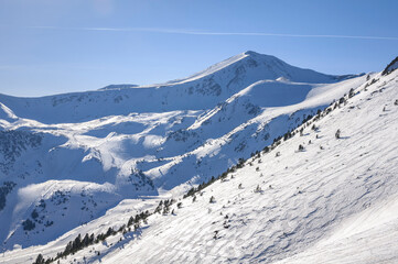 Bastiments summit seen from the Portella de Morens in winter (Ripollès, Catalonia, Spain, Pyrenees)