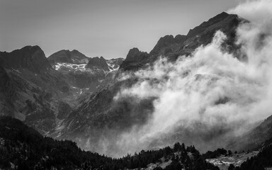 Benasque Valley at seen from La Besurta in summer (Benasque, Aragon, Spain)