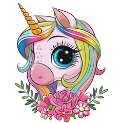 Unicorn with flowers on a white background © reginast777