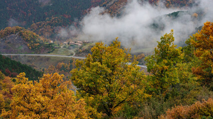 Gréixer Valley, in autumn, at the Moixeró foothill (Berguedà, Catalonia, Spain, Pyrenees)