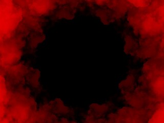 Clouds or red smoke scattering around an empty space on a black background.  Abstract wallpapers are used as backgrounds.