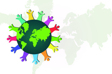 Unity concept background vector art. concept of the unity of people around the world.