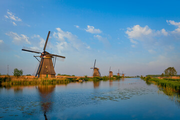 Windmills at Kinderdijk in Holland. Netherlands