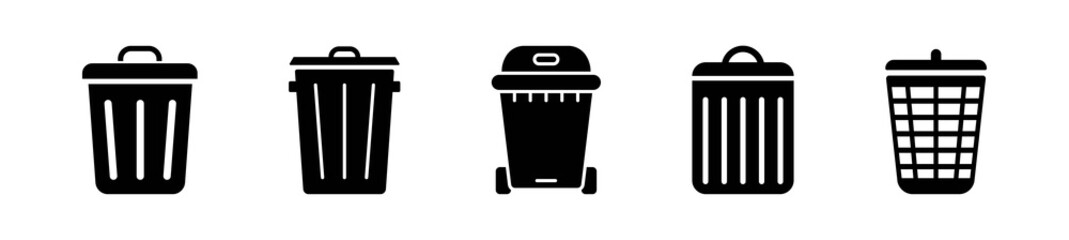 Set of trash can related vector icons