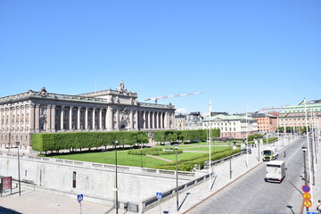 Naklejka premium The Swedish riksdagen in Stockholm Sweden 