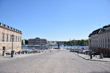 Slottsbacken beside the royal palace in Stockholm Sweden 