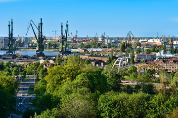 Panorama of the city of Gdansk, view of shipyards, Poland © VinyLove Foto