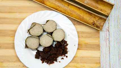 Delicious Delicay Food Lemang and Rendang