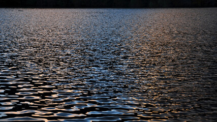 Santa Fe de Montseny Reservoir at sunset, in autumn (Montseny, Catalonia, Spain)