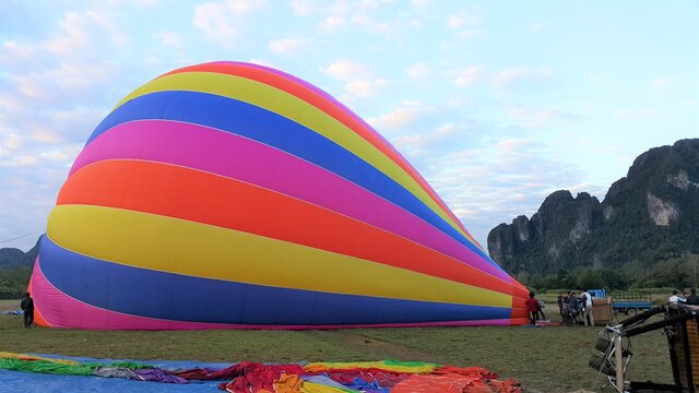 hot air balloon in rainbow