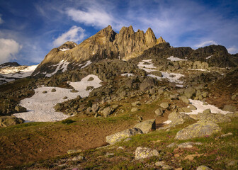 Sunset at Travessani spires (Boí Valley, Catalonia, Spain, Pyrenees)