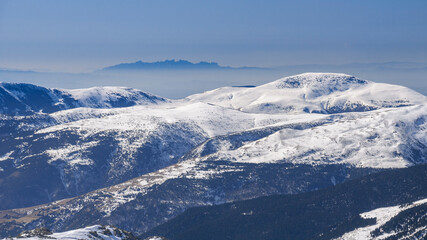 Taga and Montserrat Mountains  seen from the Roca Colom summit (Ripollès, Catalonia, Spain, Pyrenees)