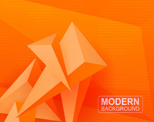 Geometric design in orange shade with 3d effect, randomly drawn triangular shapes