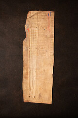 Medieval manuscript fragments written about the thirteenth century C13th on vellum or parchment,...