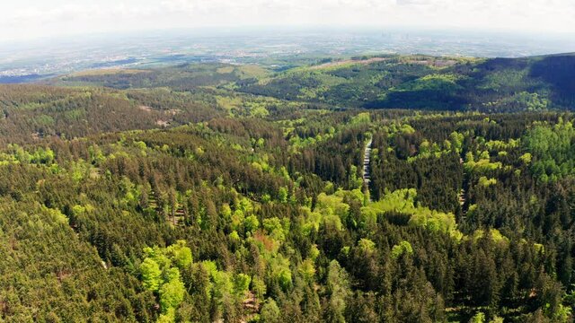 the taunus mountains with the grosser feldberg mountain in spring