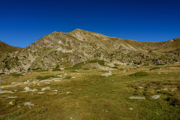Views of the Perafita cirque seen from the Estanys de la Pera refuge (Cerdanya, Catalonia, Spain, Pyrenees)
