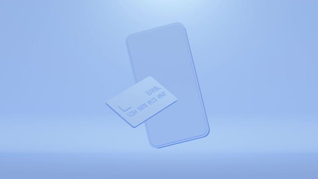 Mobile phone with a credit card. Online payment concept 