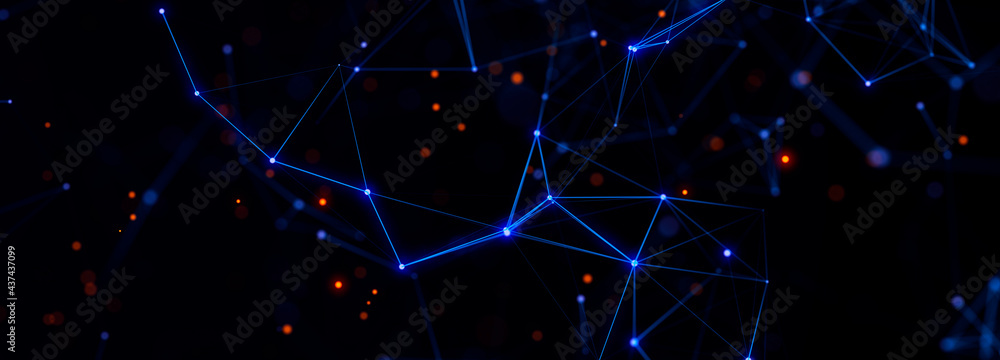 Aufkleber Technology background. Abstract digital combination dots and lines. Network connection structure. 3d Widescreen