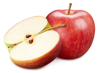 Red apple half isolated on white background