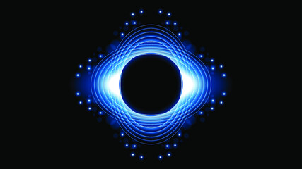 Sun Eclipse Blue Color Fire Dark Background Vector Moon Design Style Space Science Glow Light