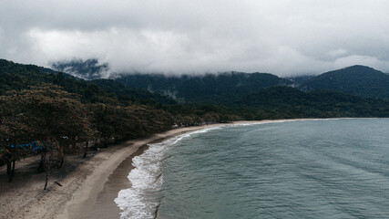 Winter Autumn Cold Island Fog Beach Rainforest Background Nature Trees Leaves Green Blue Landscape Cloud Castelhanos Ilhabela Brazil