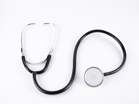 An image of a stethoscope isolated on a white background.