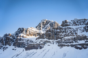 Mountain covered in snow in Jasper National Park 