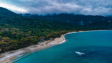 Winter Autumm Cold Island Fog Beach Rainforest Background Nature Trees Leaves Green Blue Landscape Cloud Castelhanos Ilhabela Brazil